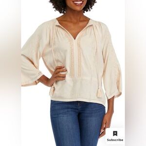 PHILOSOPHY EMBROIDERED BLOUSE WITH TIE DETAIL